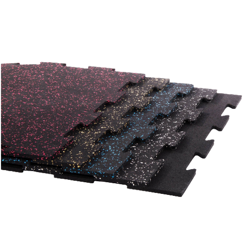 Blue/Grey Speckled Rubber Interlocking Floor Tiles 2' x 2'